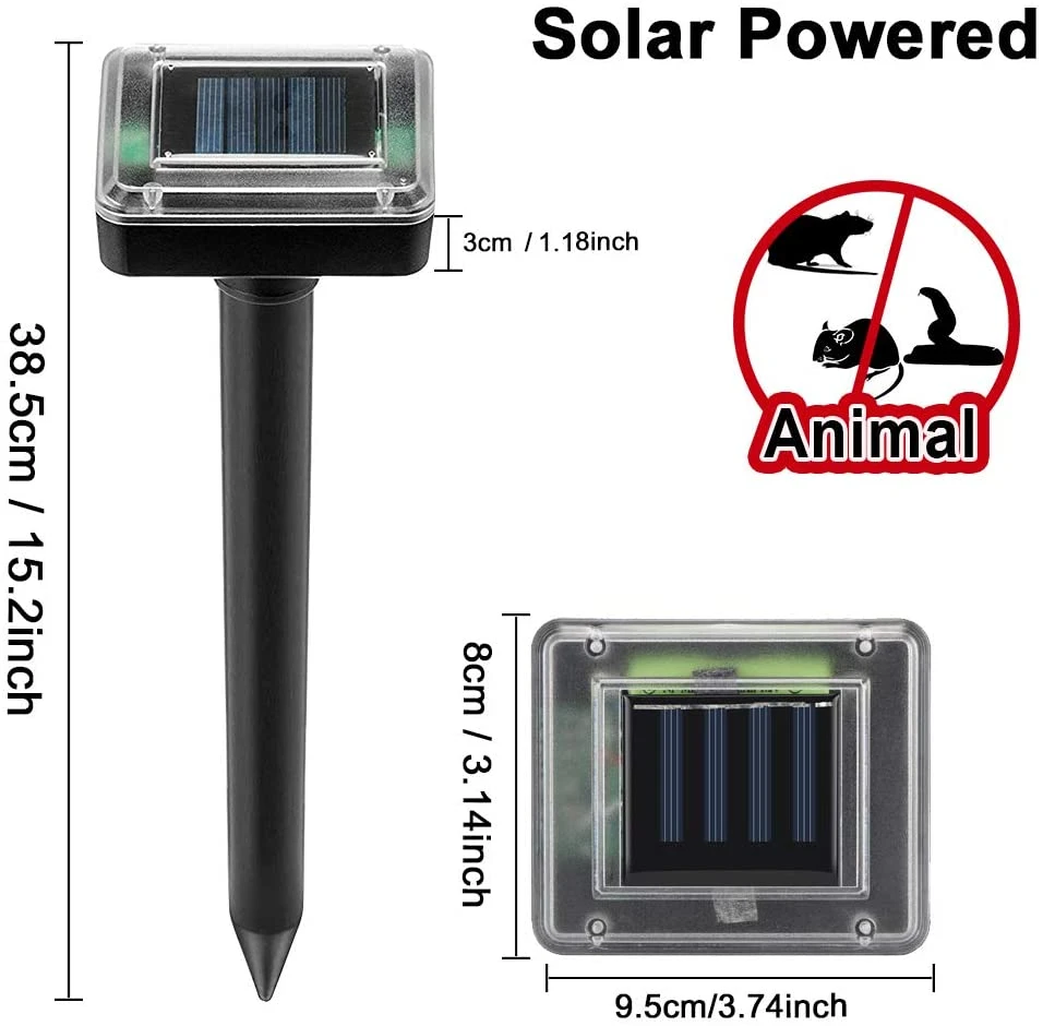 Outdoor Garden Solar Power Waterproof Ultrasonic Mole Repellent High Quality Garden Yard Lawn Pest Repeller Control